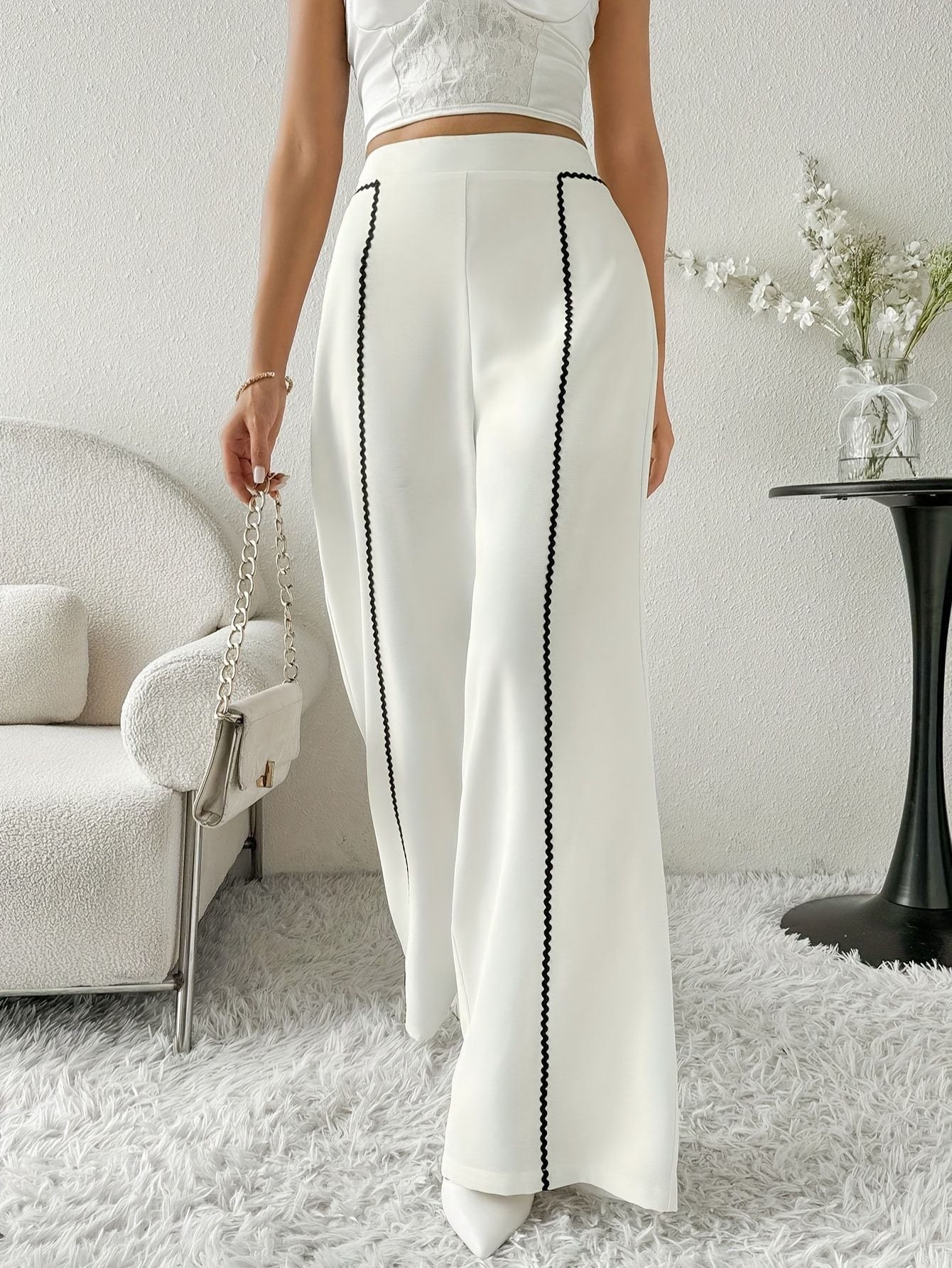 Women's Geometric Wide-Leg Trousers Fashion Grand