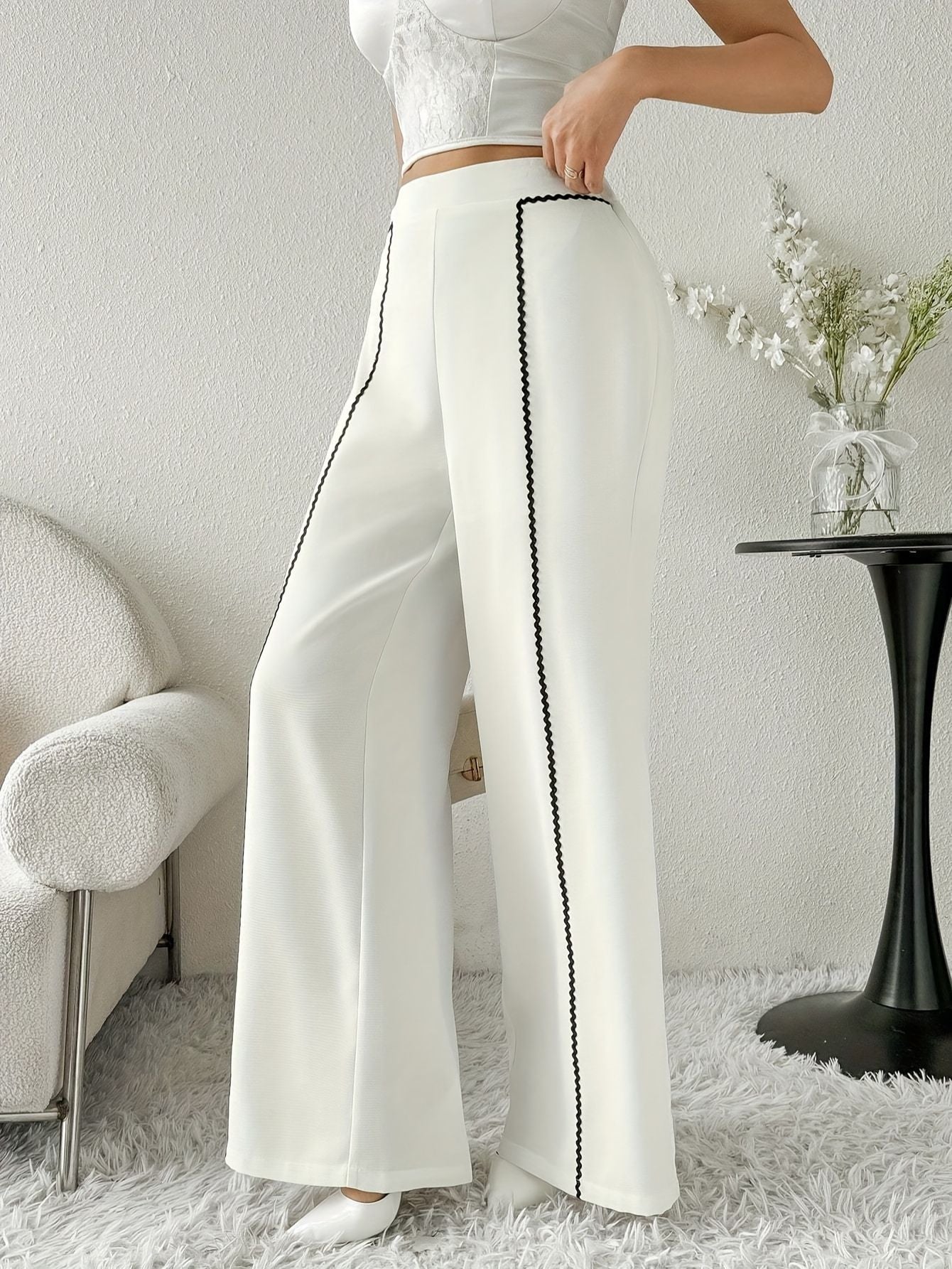 Women's Geometric Wide-Leg Trousers Fashion Grand