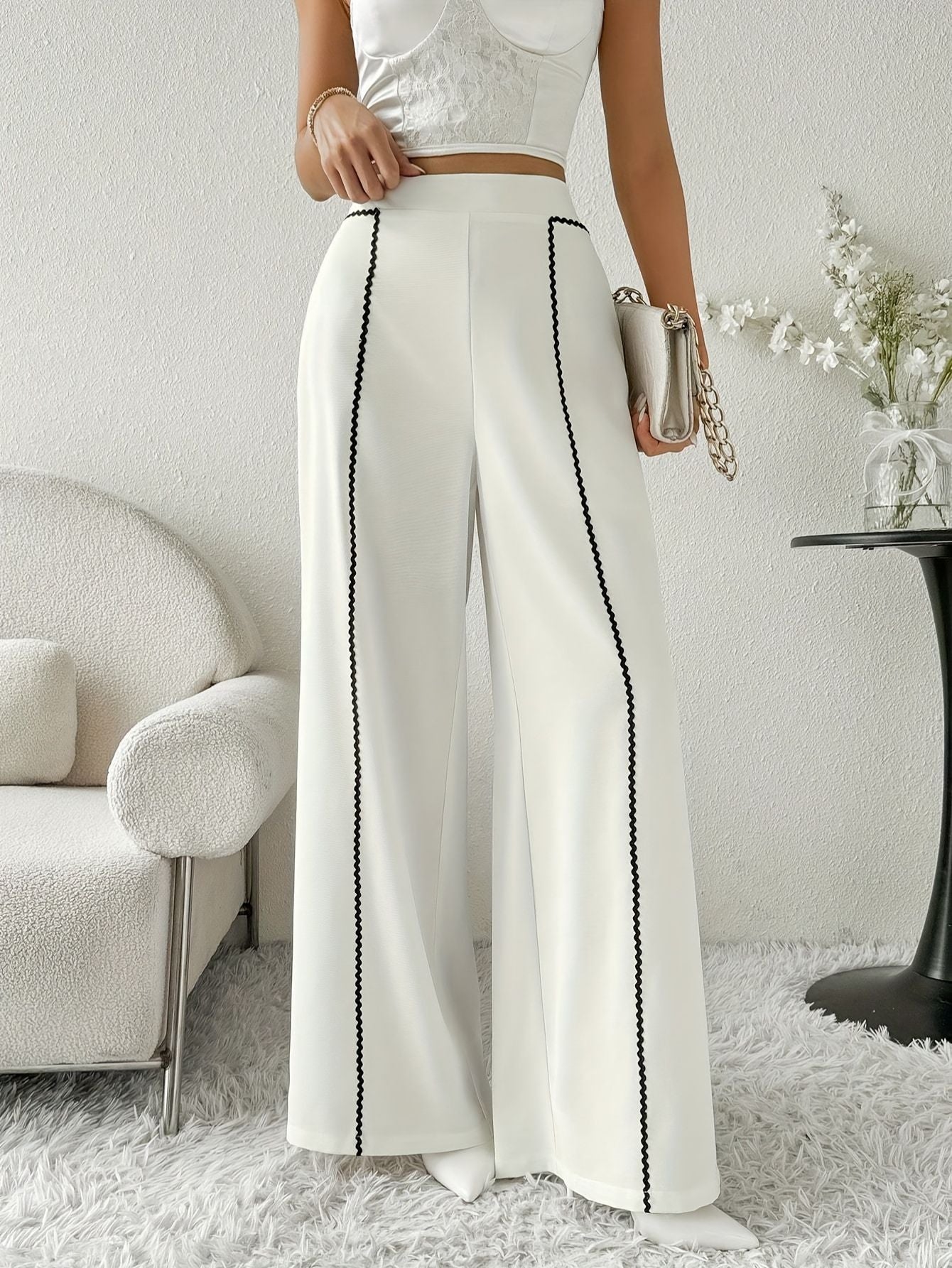 Women's Geometric Wide-Leg Trousers Fashion Grand