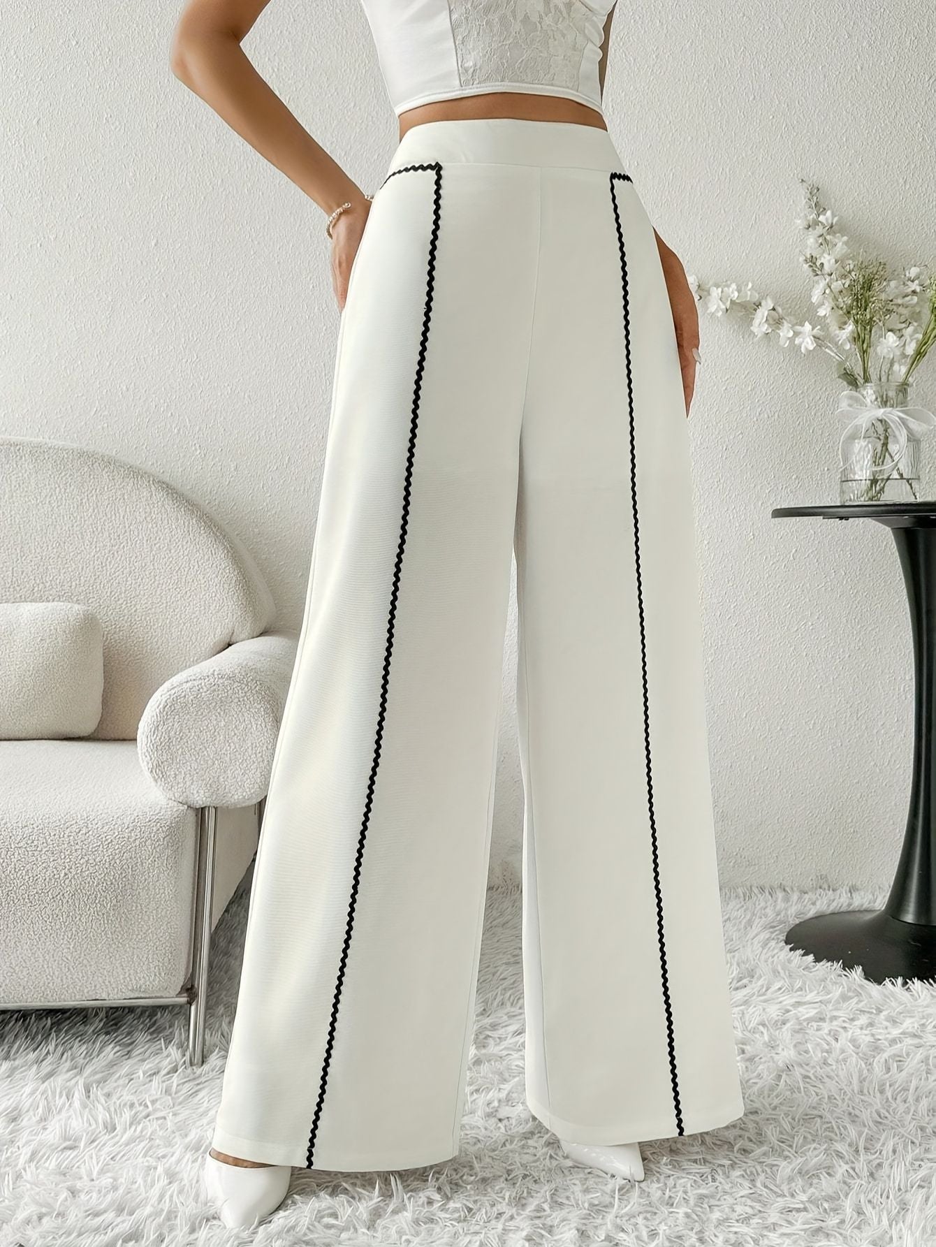 Women's Geometric Wide-Leg Trousers Fashion Grand