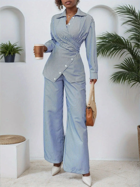 Striped Shirt and Pants Set – Elegant Fit Fashion Grand