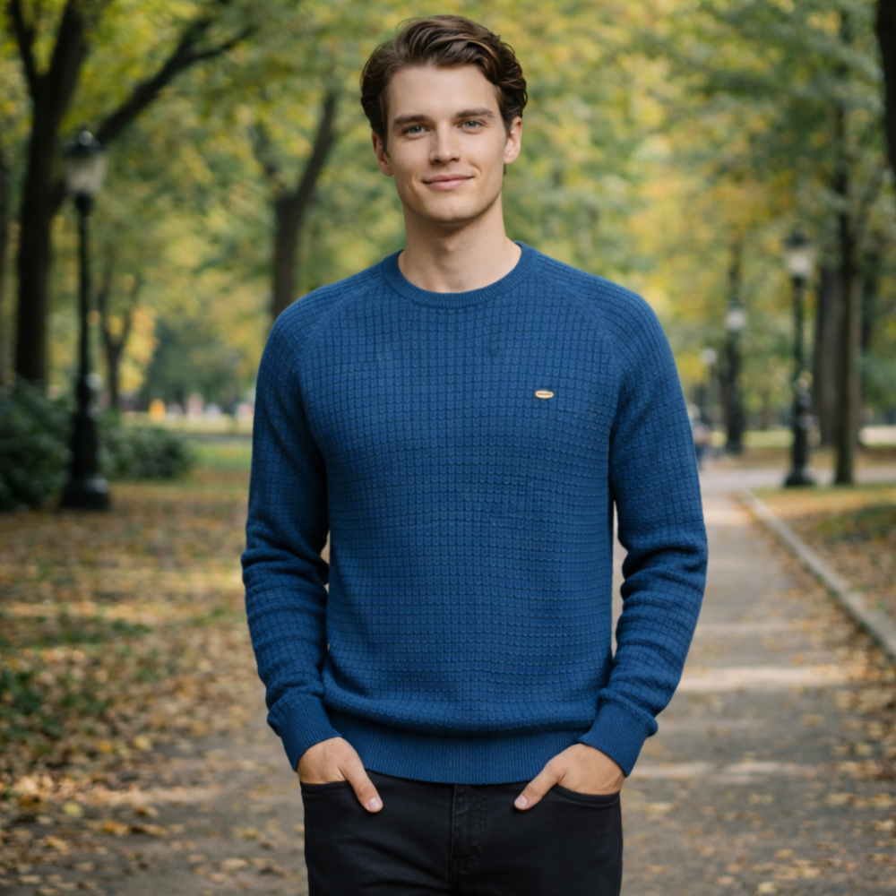 Men's basic round neck knitted jumper Fashion Grand