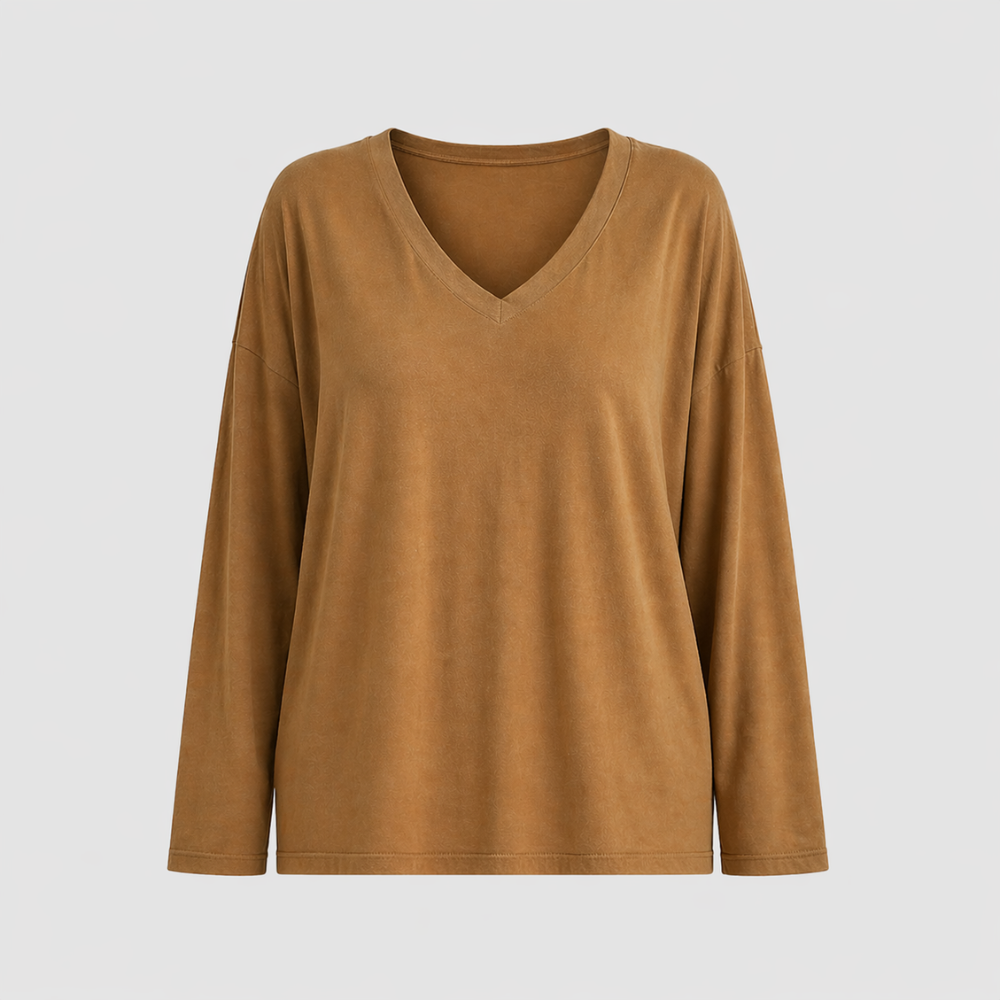 Women’s relaxed v-neck long sleeve blouse Fashion Grand