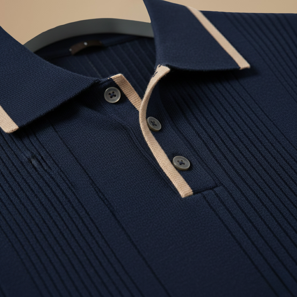 Men's button collar long sleeve polo shirt Fashion Grand