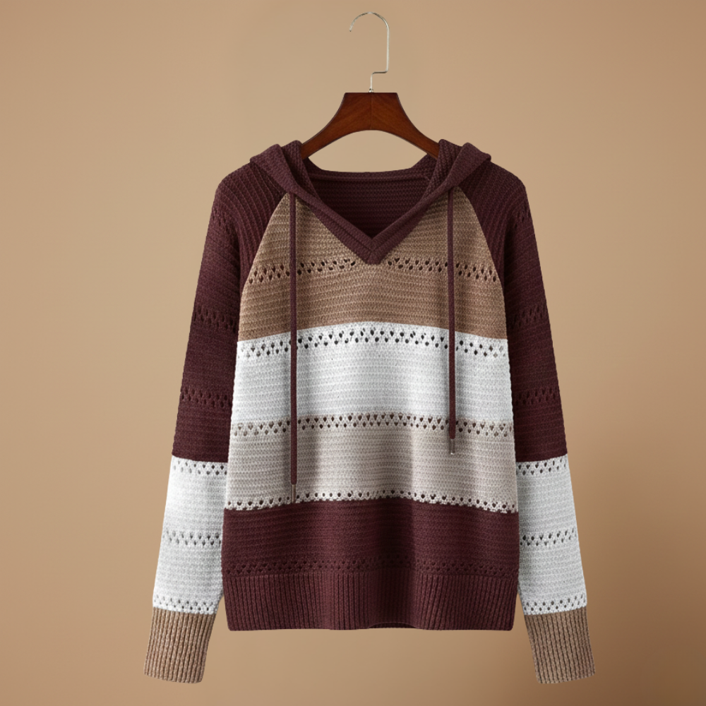 Women’s hooded long sleeve crochet pullover jumper Fashion Grand