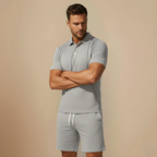 Men Summer Knit Polo Shorts Two Piece Set Fashion Grand