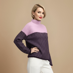 Stylish High Neck Colour Block Warm Jumper Fashion Grand