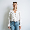 Women’s ruffle v-neck long sleeve blouse Fashion Grand