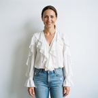 Women’s ruffle v-neck long sleeve blouse Fashion Grand