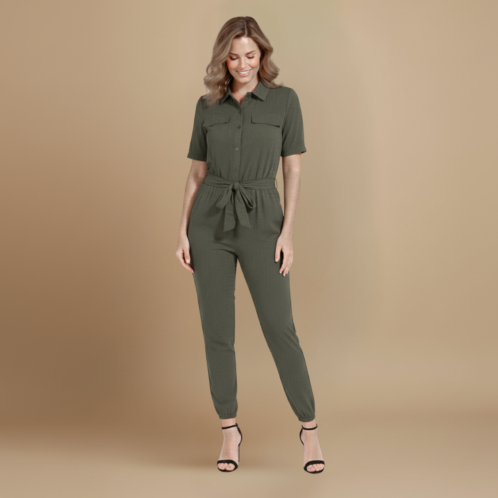 Women’s casual jumpsuit with button closure and waist tie Fashion Grand