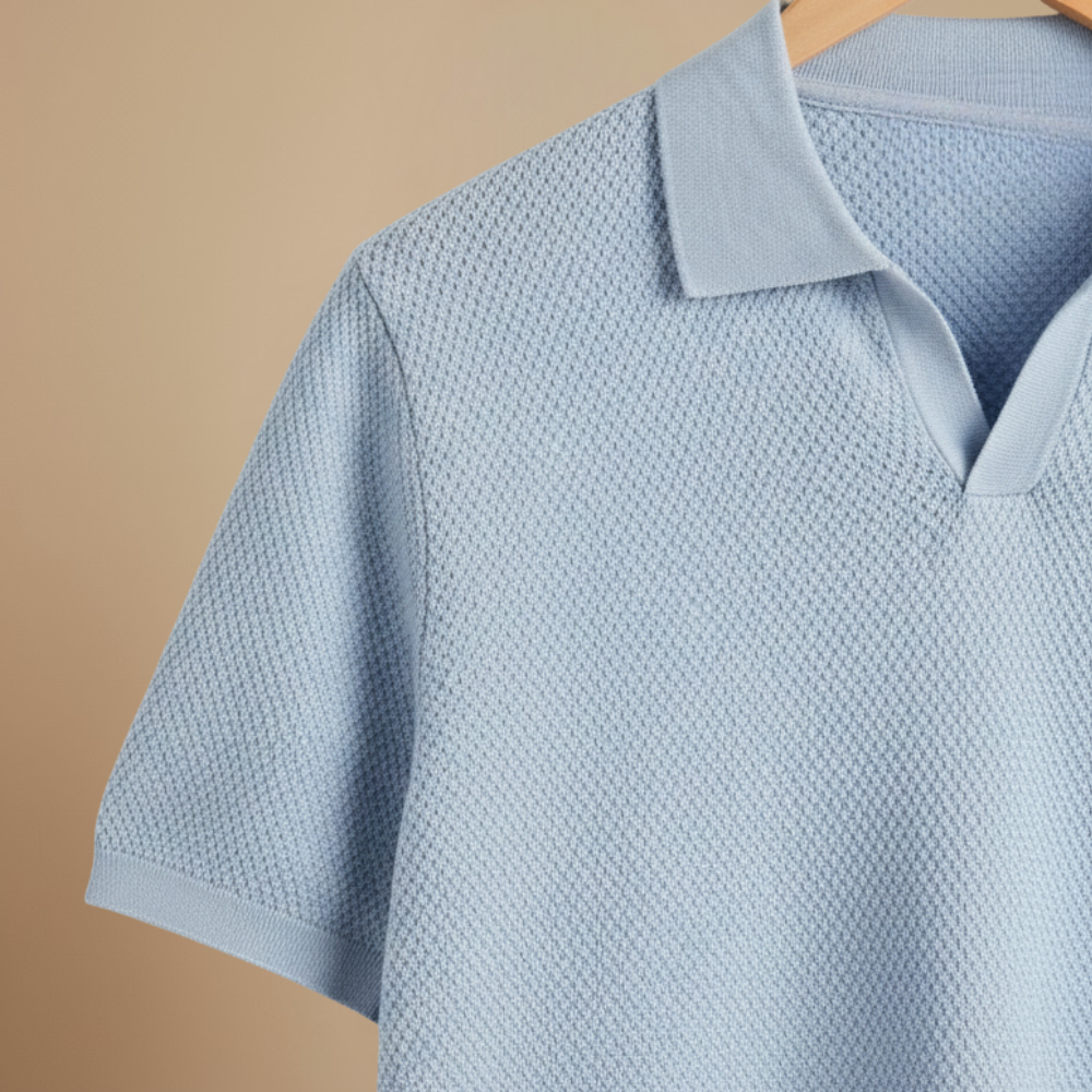 Men's open collar knitted short sleeve polo shirt Fashion Grand