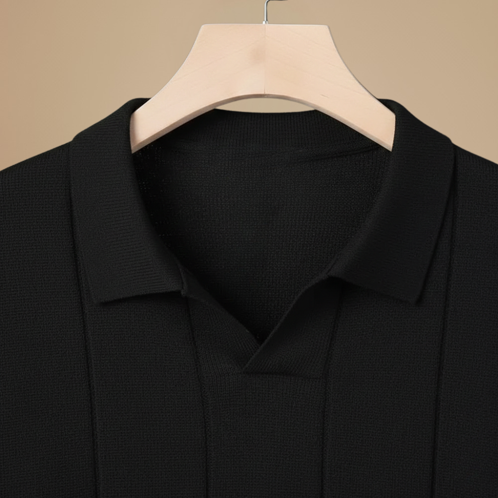 Men's short sleeved knitted v-neck polo shirt Fashion Grand