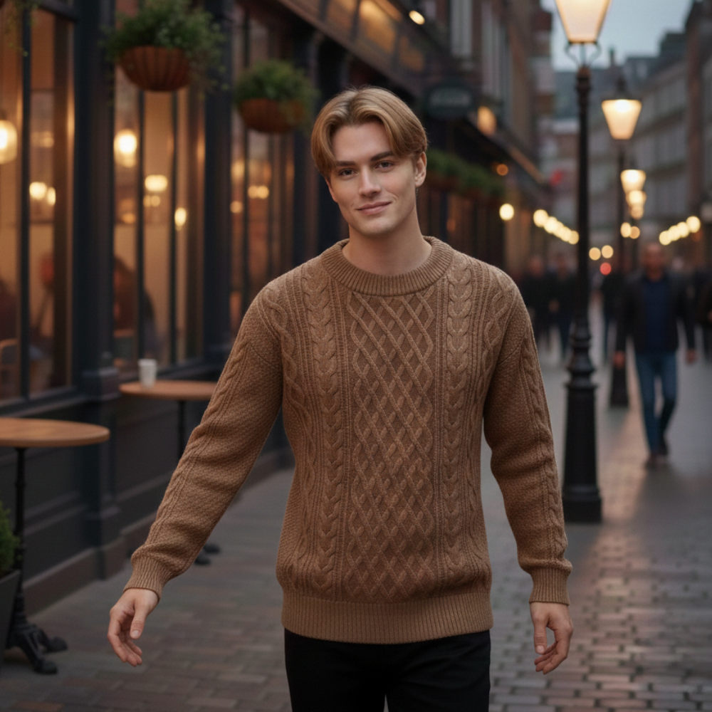 Men's casual o-neck knitted pullover jumper Fashion Grand