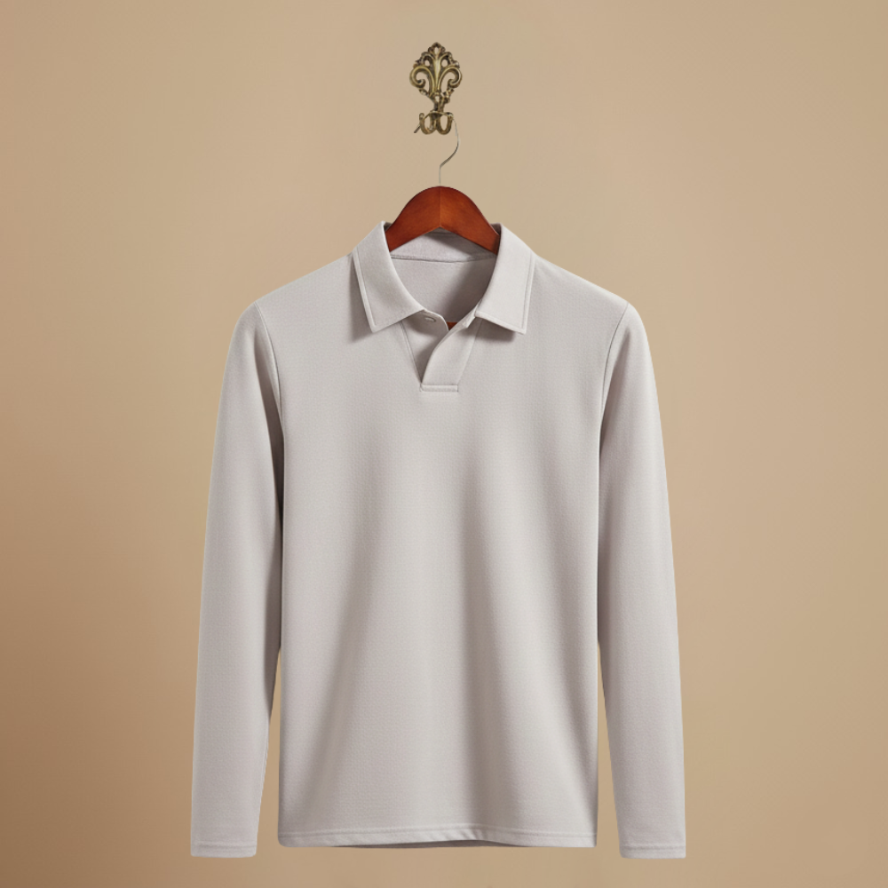 Men's long sleeve polo shirt with turned-down collar Fashion Grand