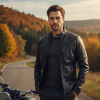 Slim Fit Zip-Up Motorcycle Jacket for Men Fashion Grand