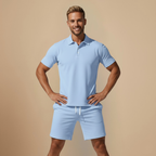 Men Summer Knit Polo Shorts Two Piece Set Fashion Grand