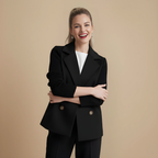 Wool Blend Double-Breasted Women's Blazer Fashion Grand