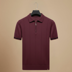 Men's quarter zip-up slim fit solid polo shirt Fashion Grand