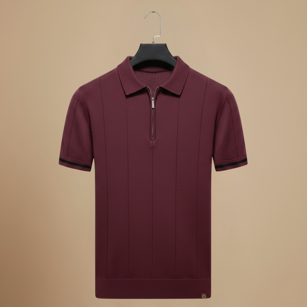 Men's quarter zip-up slim fit solid polo shirt Fashion Grand