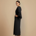 Elegant Minimalist Batwing Sleeve Round Neck Dress Fashion Grand