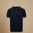 Men's quarter zip-up slim fit solid polo shirt Fashion Grand