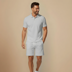 Men Summer Knit Polo Shorts Two Piece Set Fashion Grand