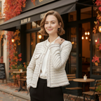 Women’s elegant tweed long sleeve coat Fashion Grand