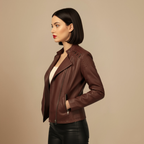 Chic Cropped Zip-Up Biker Style Jacket Fashion Grand