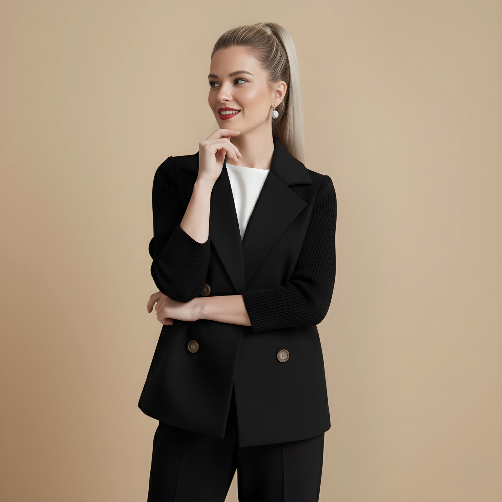 Wool Blend Double-Breasted Women's Blazer Fashion Grand