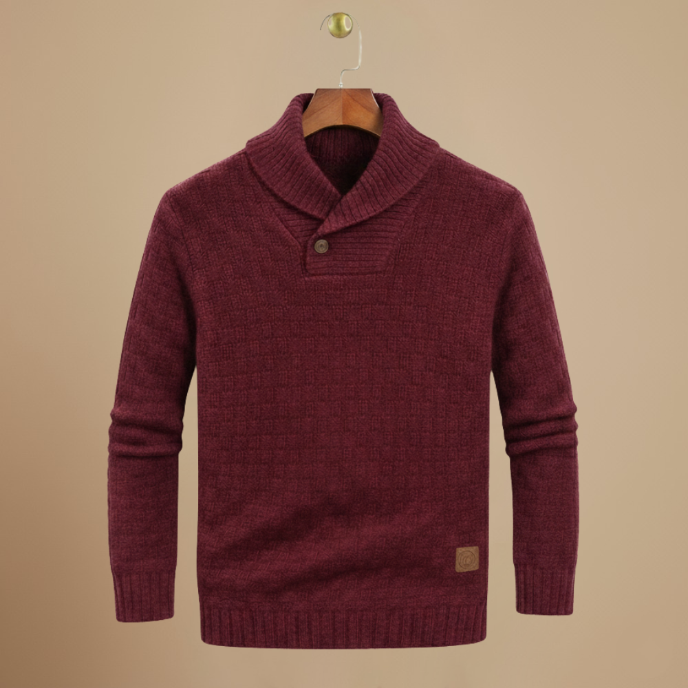 Men's knitted sweater with button collar Fashion Grand