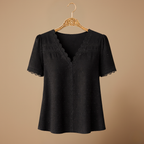 Women's summer lace trim v-neck blouse Fashion Grand