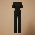 Women's casual relaxed fit wide leg jumpsuit with tie waist Fashion Grand