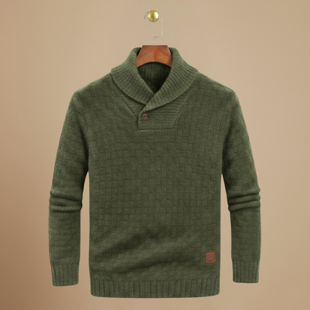 Men's knitted sweater with button collar Fashion Grand