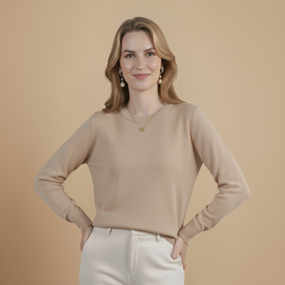 Solid Casual Crew Neck Long Sleeve Sweater Fashion Grand