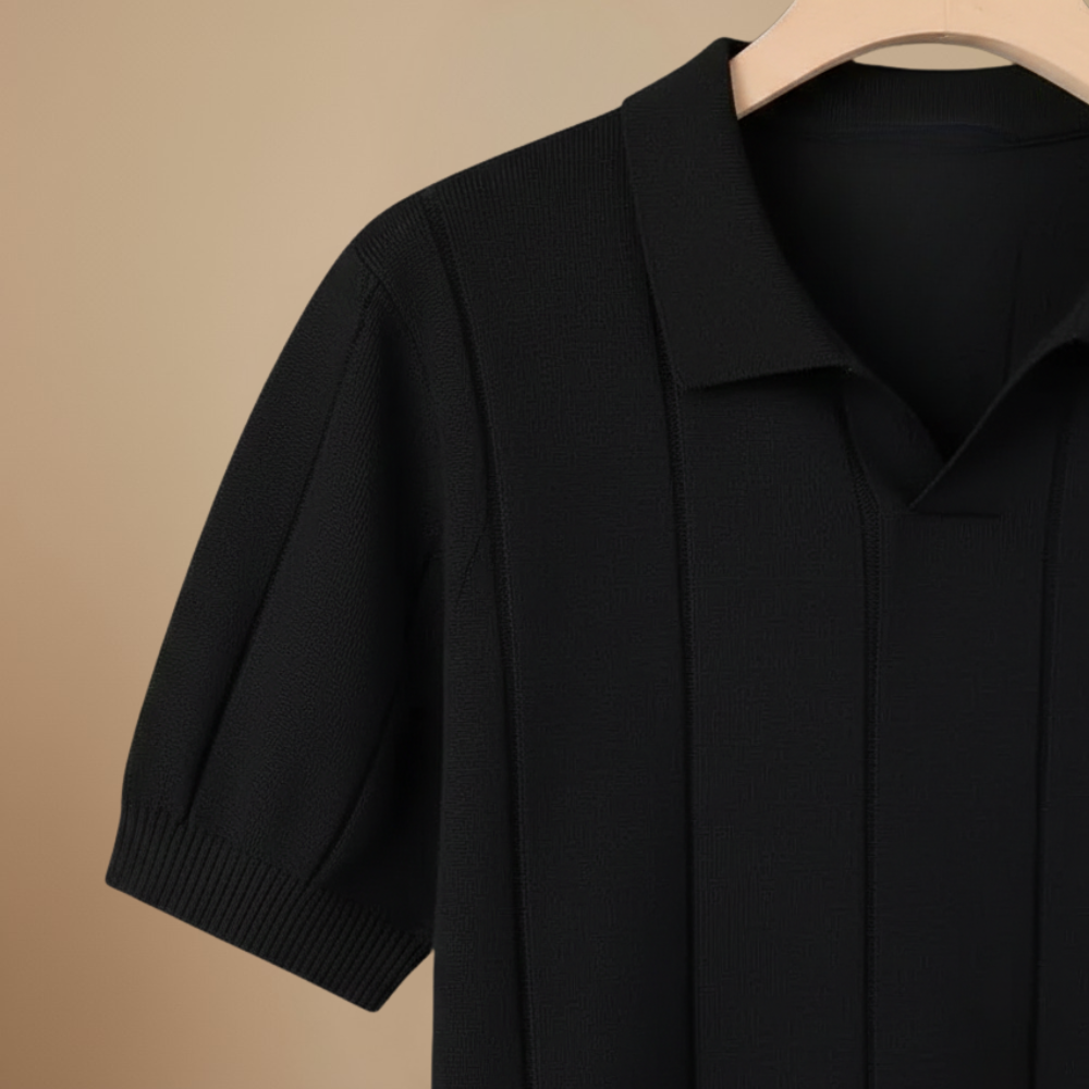 Men's short sleeved knitted v-neck polo shirt Fashion Grand