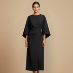 Elegant Minimalist Batwing Sleeve Round Neck Dress Fashion Grand