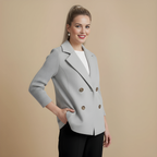 Wool Blend Double-Breasted Women's Blazer Fashion Grand