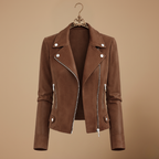 Women’s slim fit asymmetrical zip-up biker jacket Fashion Grand
