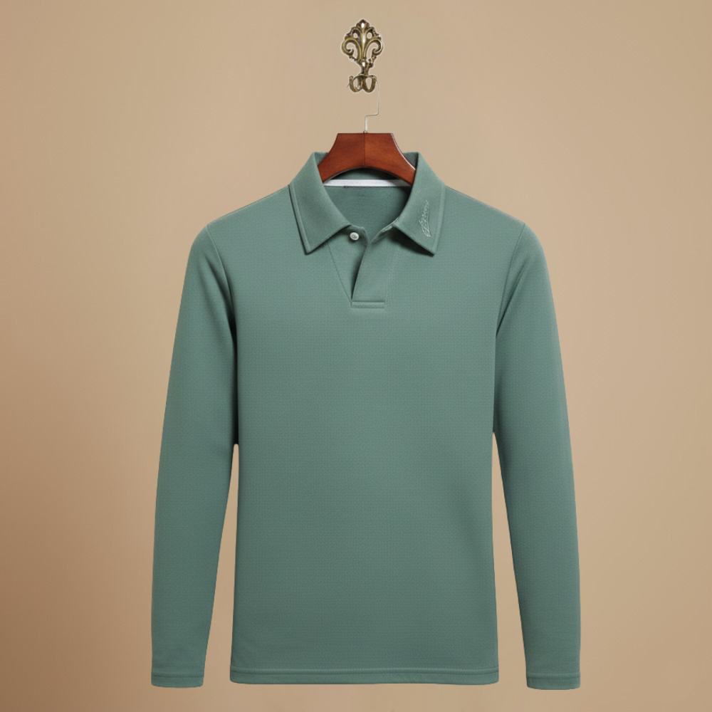 Men's long sleeve polo shirt with turned-down collar Fashion Grand