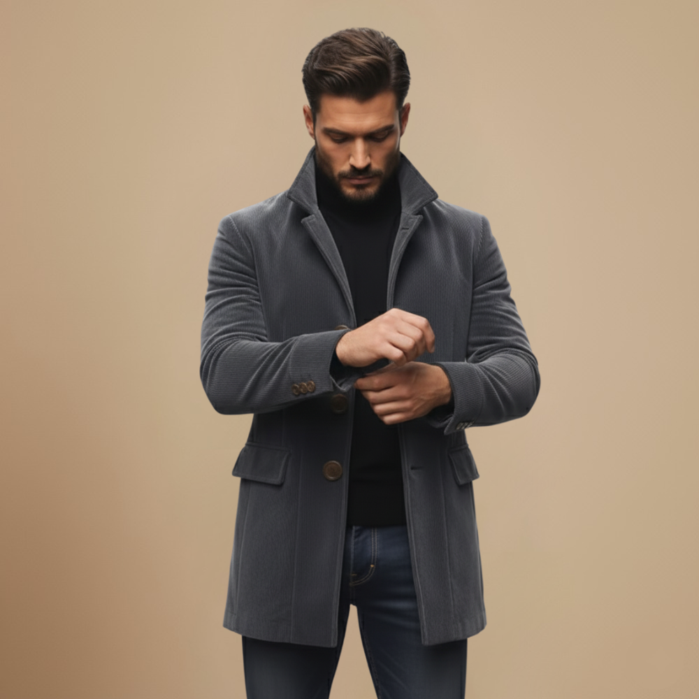 Vintage Corduroy Britse Zakelijke Trenchcoat Fashion Grand