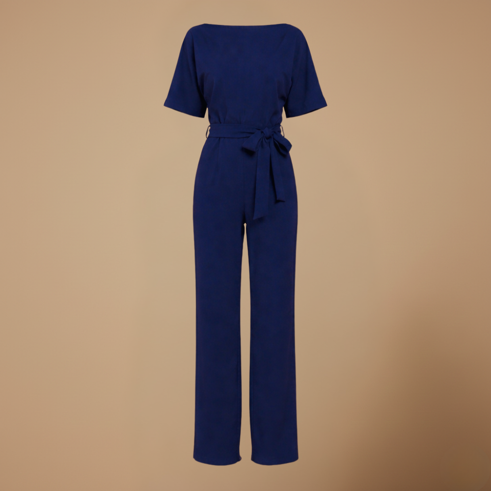 Women's casual relaxed fit wide leg jumpsuit with tie waist Fashion Grand