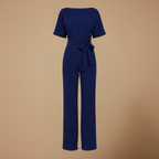 Women's casual relaxed fit wide leg jumpsuit with tie waist Fashion Grand