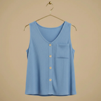 Women's summer sleeveless button-front top Fashion Grand