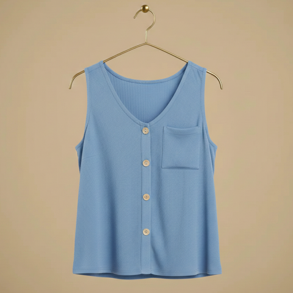 Women's summer sleeveless button-front top Fashion Grand
