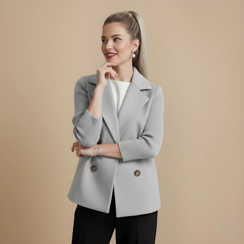 Wool Blend Double-Breasted Women's Blazer Fashion Grand