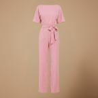 Women's casual relaxed fit wide leg jumpsuit with tie waist Fashion Grand