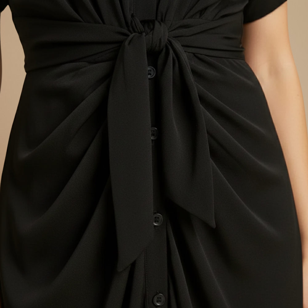 Women's midi dress with waist tie Fashion Grand