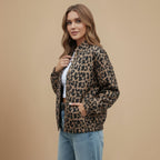 Leopard Print Stand Collar Outerwear Jacket Fashion Grand