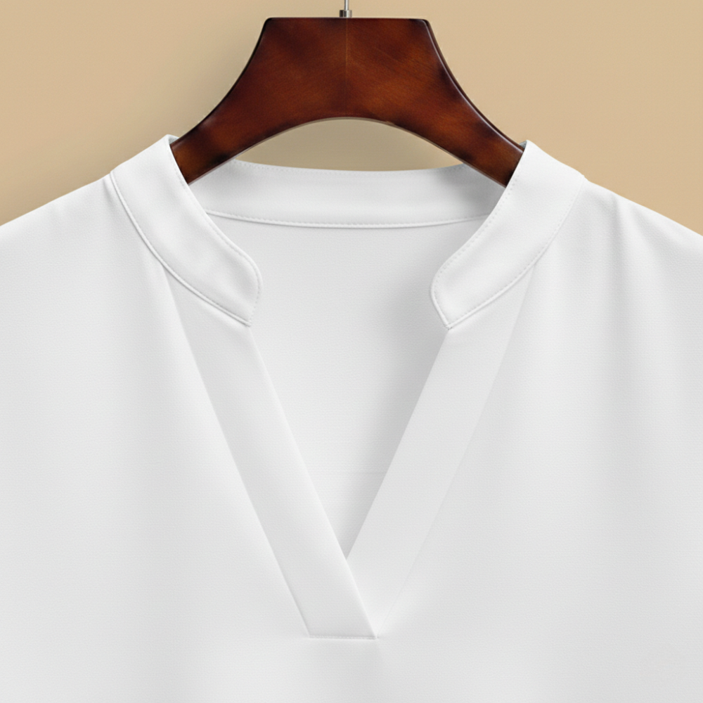 Women's v-neck short sleeve stand-up collar blouse Fashion Grand