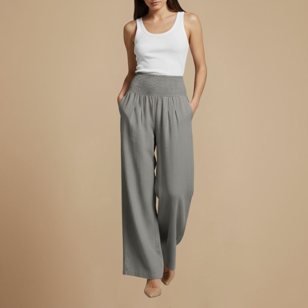 Cotton Linen High Waist Pants Fashion Grand